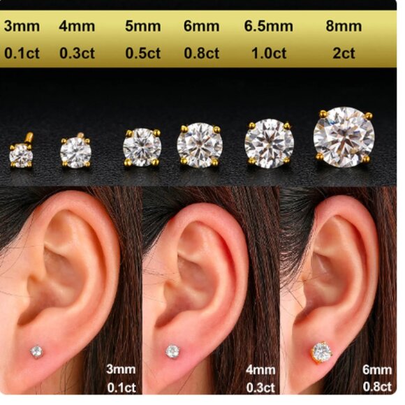 1 CTW D Color Moissanite Diamond 925 Silver Stud Earrings - Picture 5 of 10